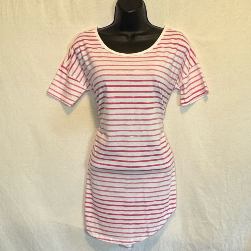 F-13 Cato Pink & White Stripe Short Sleeve MIDI Dress Size XS